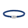 Armband Stahl 3 Ringe zum Verschließen und blaues Leder