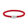 Armband Stahl 3 Ringe zum Verschließen und rotes Leder