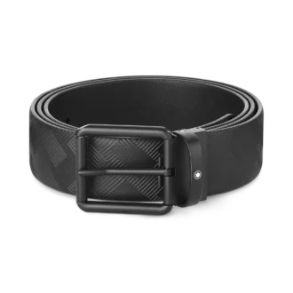 Bedruckter schwarz/einfarbig schwarzer 35 mm breiter Ledergürtel, beidseitig tragbar