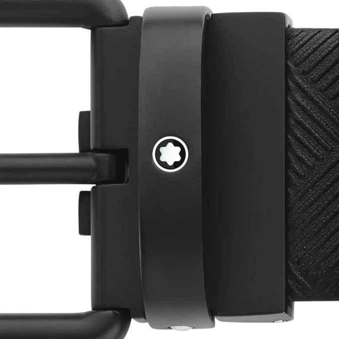 Bedruckter schwarz/einfarbig schwarzer 35 mm breiter Ledergürtel, beidseitig tragbar