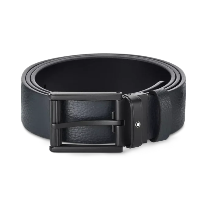 Blau/schwarzer 35 mm breiter Ledergürtel