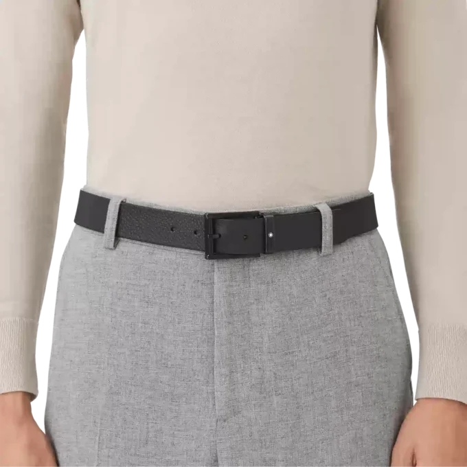 Blau/schwarzer 35 mm breiter Ledergürtel