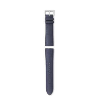 Blauer Kalbslederriemen mit grauer Dornschließe