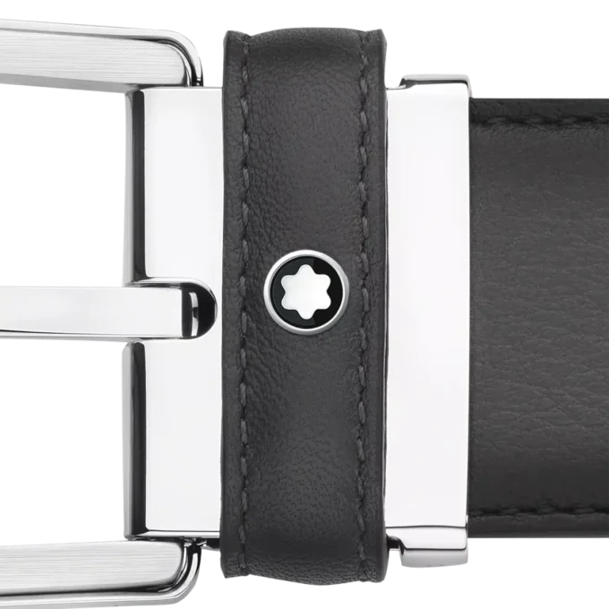 Grauer 35-mm-Ledergürtel mit Hufeisen-Schnalle