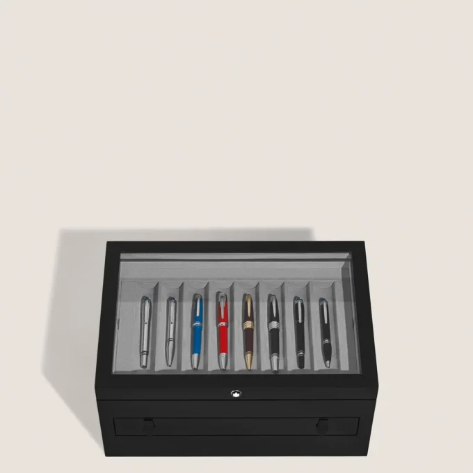 Große Sammlerbox aus Holz und Lack für 24 Schreibgeräte