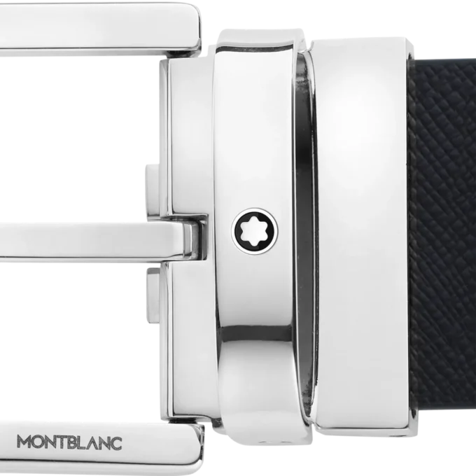 Hufeisen-Schnalle, schwarz bedruckt/Mosto, 35 mm, wendbarer Ledergürtel