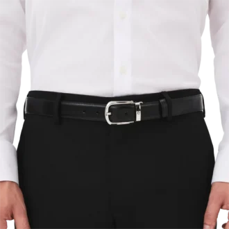 Hufeisen-Schnalle schwarz/braun 30 mm Wende-Ledergürtel