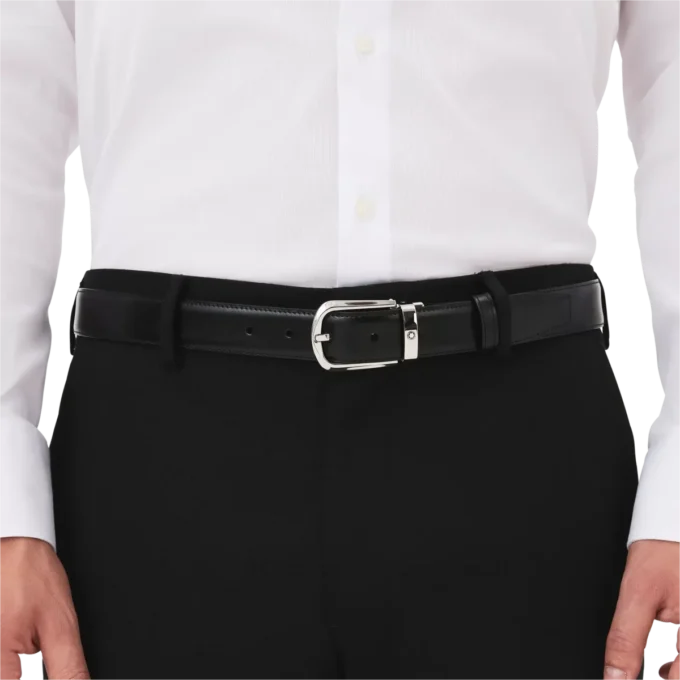 Hufeisen-Schnalle schwarz/braun 30 mm Wende-Ledergürtel