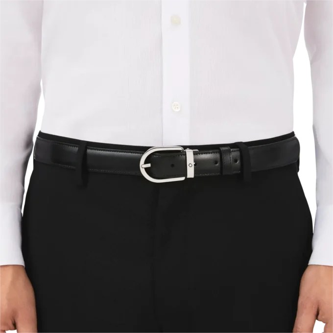 Hufeisen-Schnalle schwarz/braun 30 mm Wende-Ledergürtel