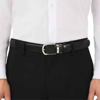 Hufeisen-Schnalle schwarz/braun 30 mm Wende-Ledergürtel