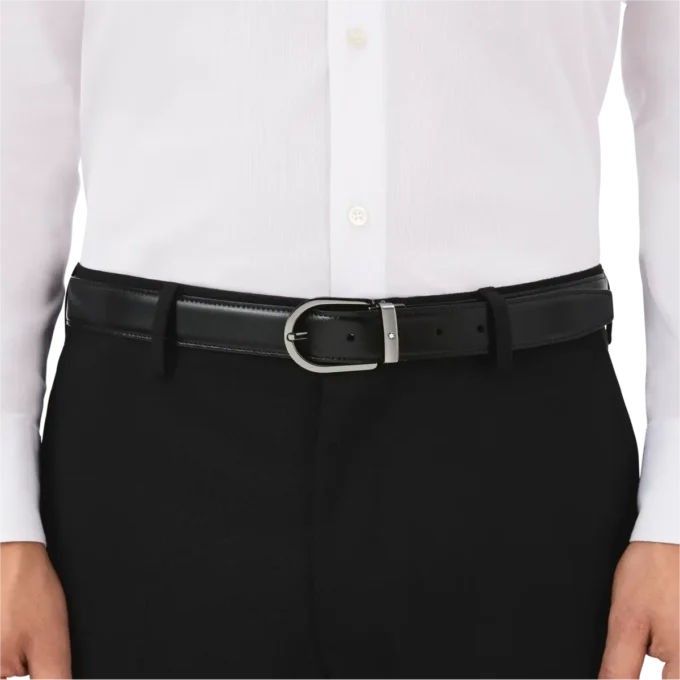 Hufeisen-Schnalle schwarz/braun 30 mm Wende-Ledergürtel