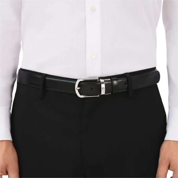 Hufeisen-Schnalle schwarz/braun 30 mm Wende-Ledergürtel