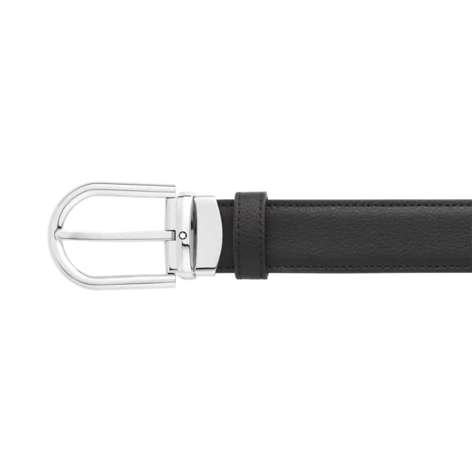 Hufeisen-Schnalle schwarz/braun 30 mm Wende-Ledergürtel