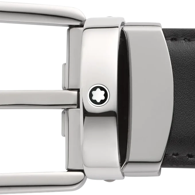 Hufeisen-Schnalle schwarz/braun 30 mm Wende-Ledergürtel