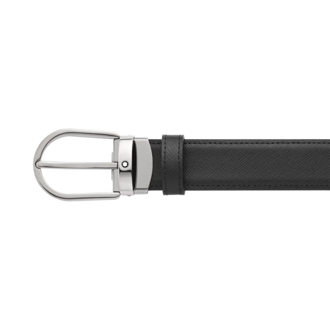 Hufeisenförmige Schnalle schwarz/blau 30 mm Wende-Ledergürtel