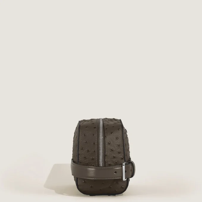 Kosmetiktasche aus Straußenleder mit Prägung