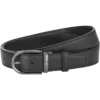 Ledergürtel mit Hufeisen-Schnalle, schwarz, 35 mm