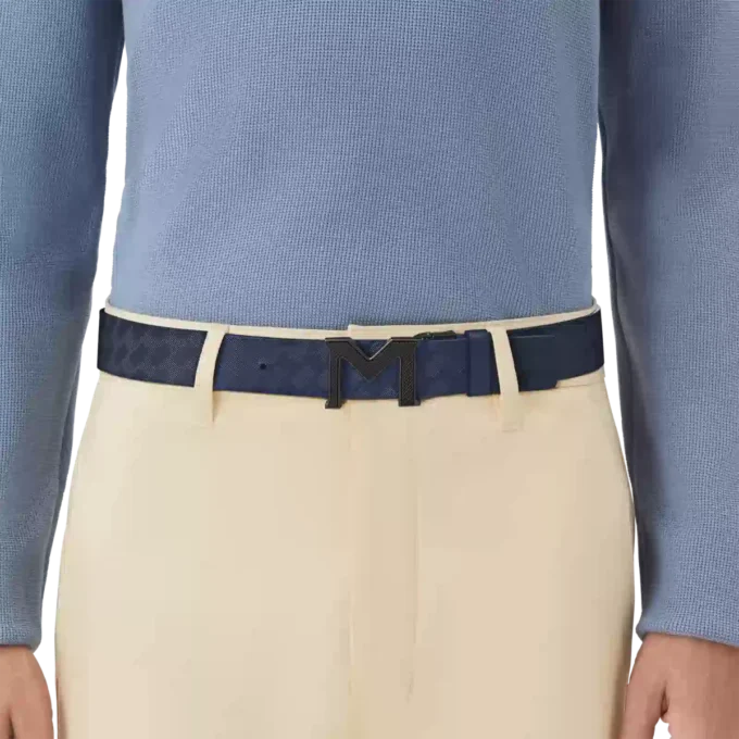 M-Schnalle Extreme 3.0 blau/einfarbig schwarz 35 mm Wende-Ledergürtel