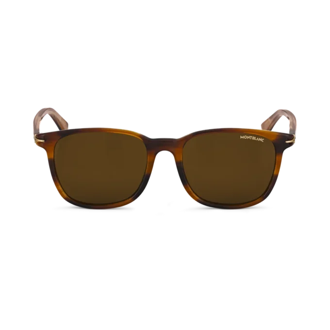 Quadratische Sonnenbrille mit braunem Acetatrahmen