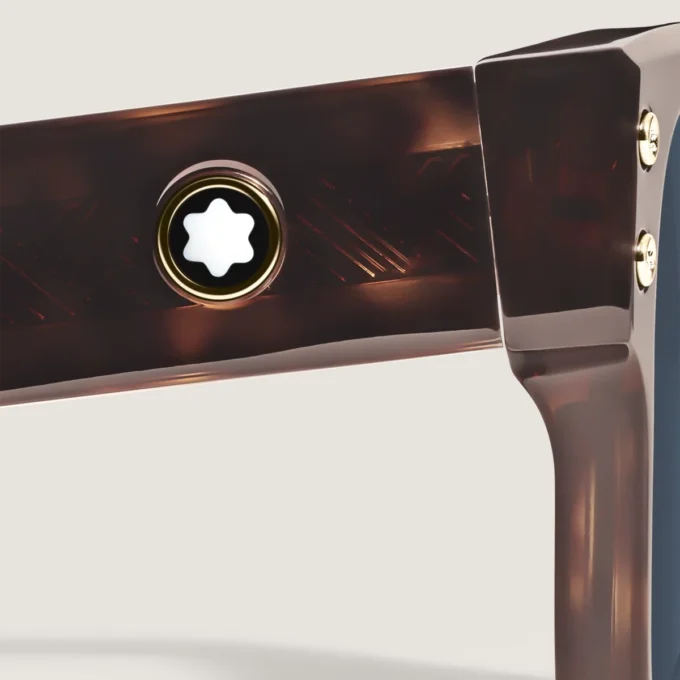 Quadratische Sonnenbrille mit havannabraunem Acetatrahmen