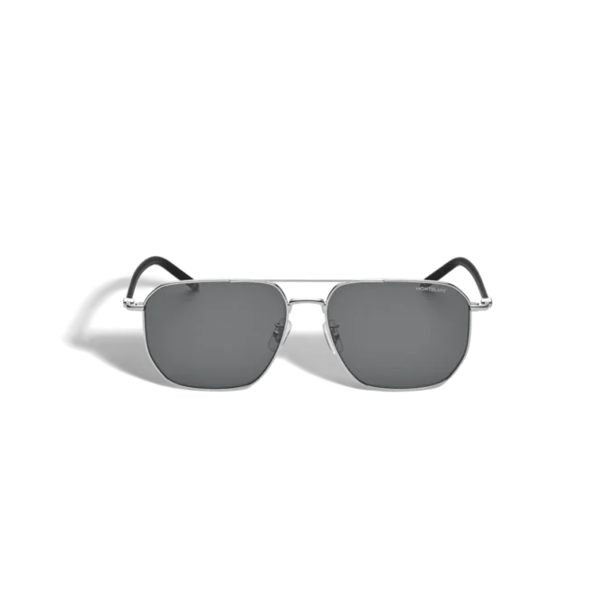 Quadratische Sonnenbrille mit silberfarbenem Metallrahmen