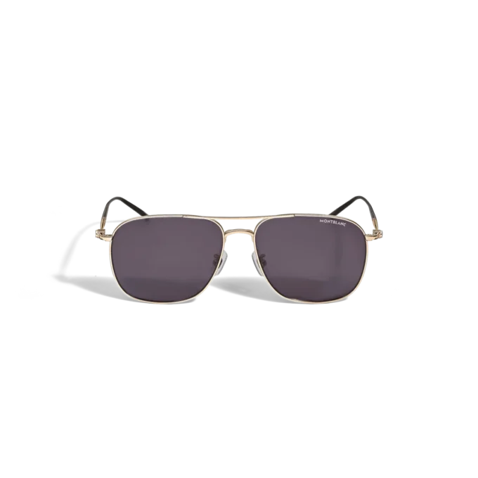 Quadratische Sonnenbrille mit titangoldfarbenem Metallrahmen