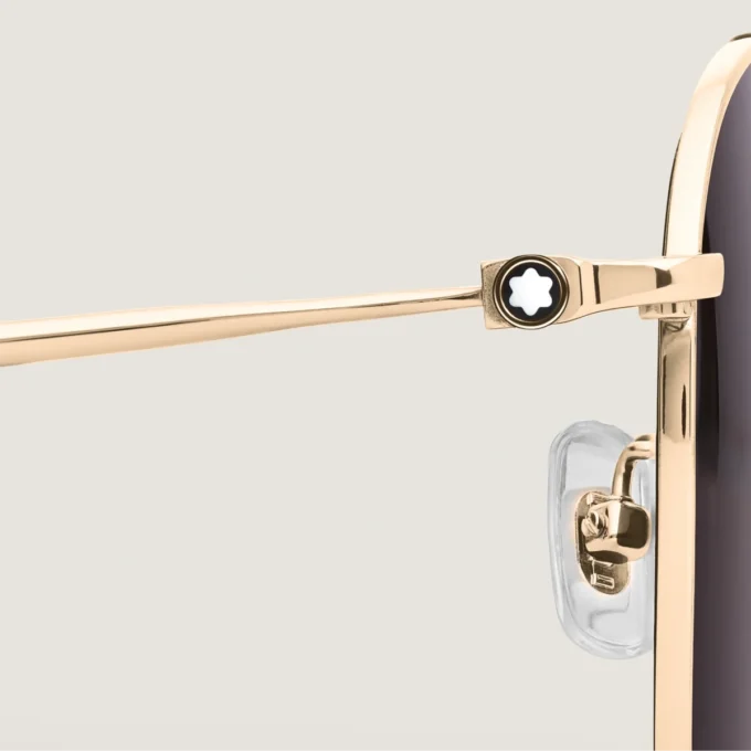 Quadratische Sonnenbrille mit titangoldfarbenem Metallrahmen