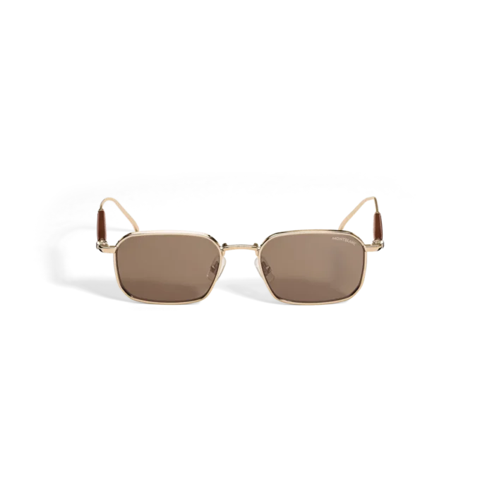 Rechteckige Sonnenbrille mit goldfarbenem Metallrahmen