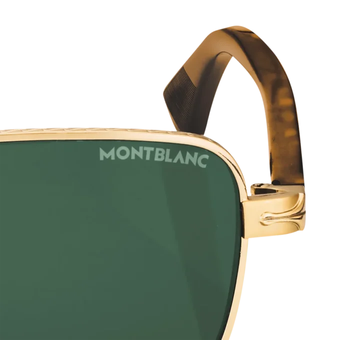 Rechteckige Sonnenbrille mit goldfarbenem Metallrahmen
