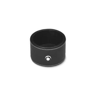 Runde Schreibtischablage aus schwarzem Leder (klein)