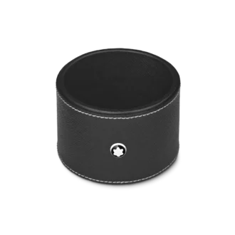 Runde Schreibtischablage aus schwarzem Leder (mittel)