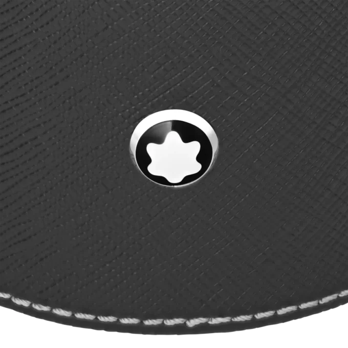 Runde Schreibtischablage aus schwarzem Leder (mittel)