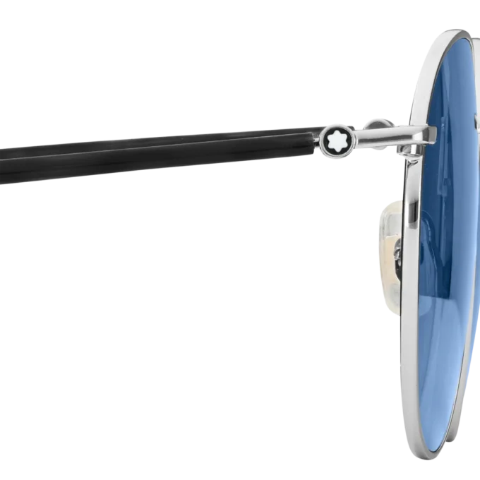 Runde Sonnenbrille mit rutheniumfarbenem Metallrahmen Runde Sonnenbrille mit rutheniumfarbenem Metallrahmen