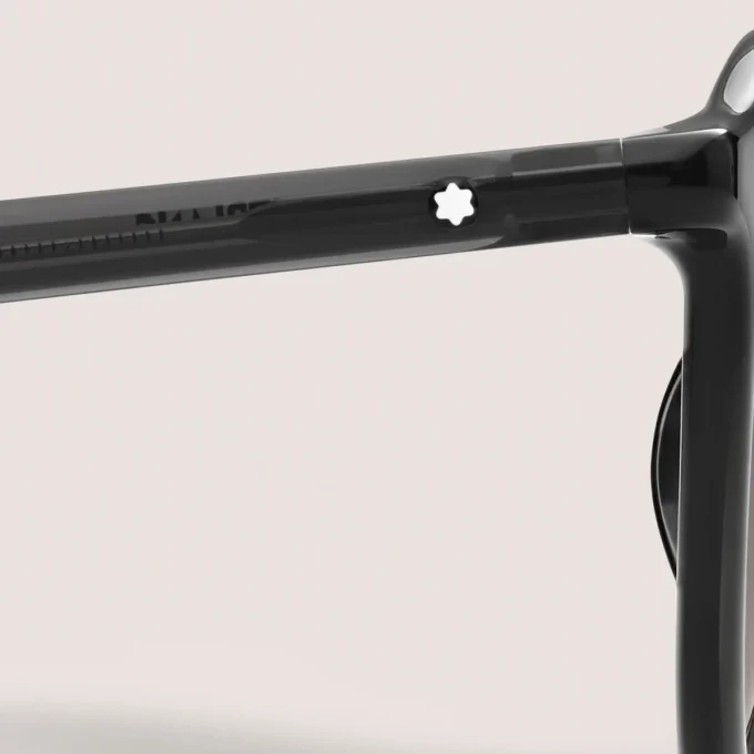 Runde Sonnenbrille mit schwarzem, spritzgegossenem Acetatrahmen