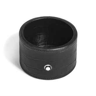 Schreibtischablage Medium, Leder mit Krokodilprägung, Schwarz