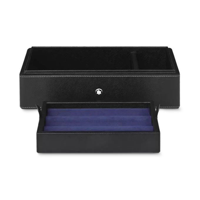 Schreibtischbox aus Leder für drei Schreibgeräte und eine Tintenflasche