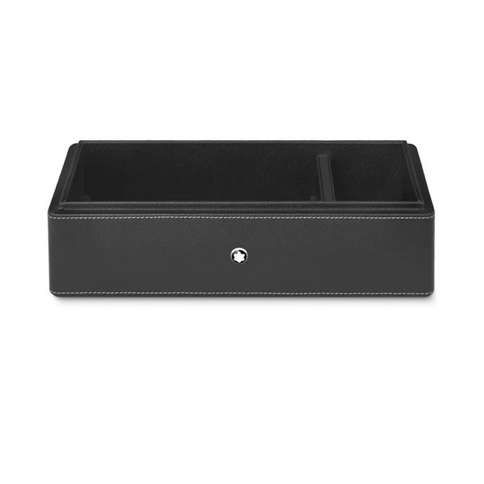 Schreibtischbox aus Leder für drei Schreibgeräte und eine Tintenflasche