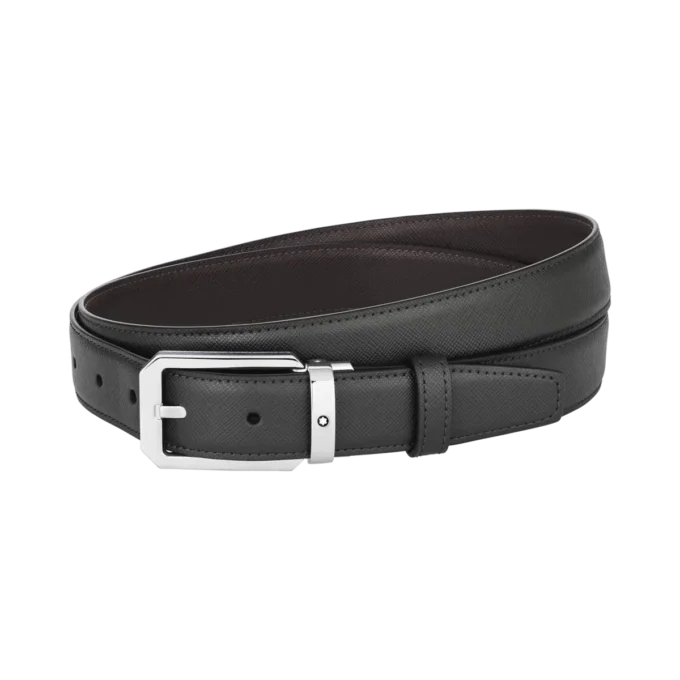 Schwarz/brauner 30-mm-Wendegürtel aus Leder