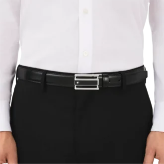 Schwarz/brauner 30-mm-Wendegürtel aus Leder