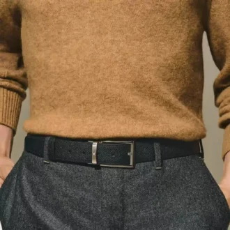 Schwarz/brauner 35-mm-Wendegürtel aus Leder