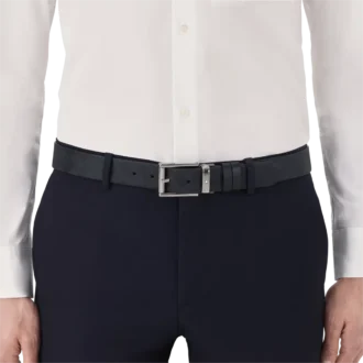 Schwarzer 35-mm-Ledergürtel