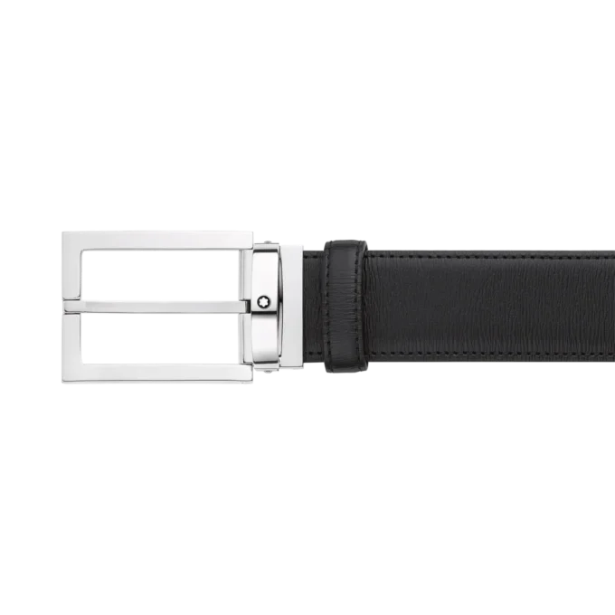 Schwarzer 35-mm-Ledergürtel